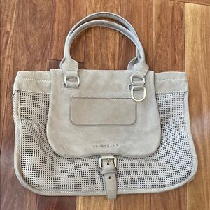 Longchamp suede Cream Shoulder Bag